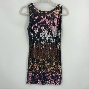 TYCHE: Sequin Tank Dress sleeveless mini multicolor Sz M